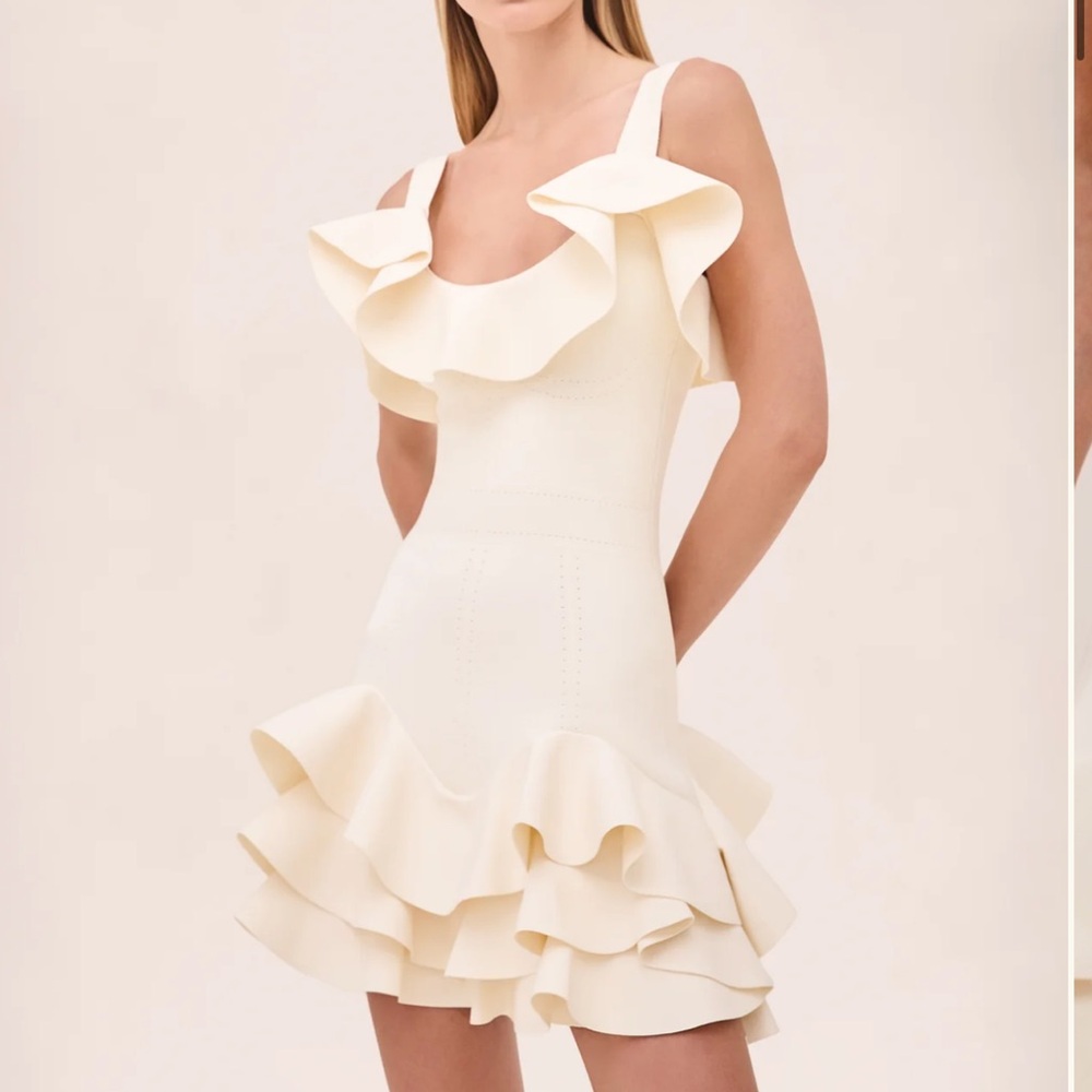 Alexis Cream Ruffle Mini Dress